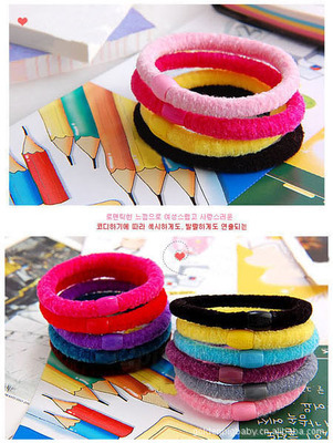 低价批发人气百搭款高弹力糖果色绒绒发圈——时尚与实用的完美结合